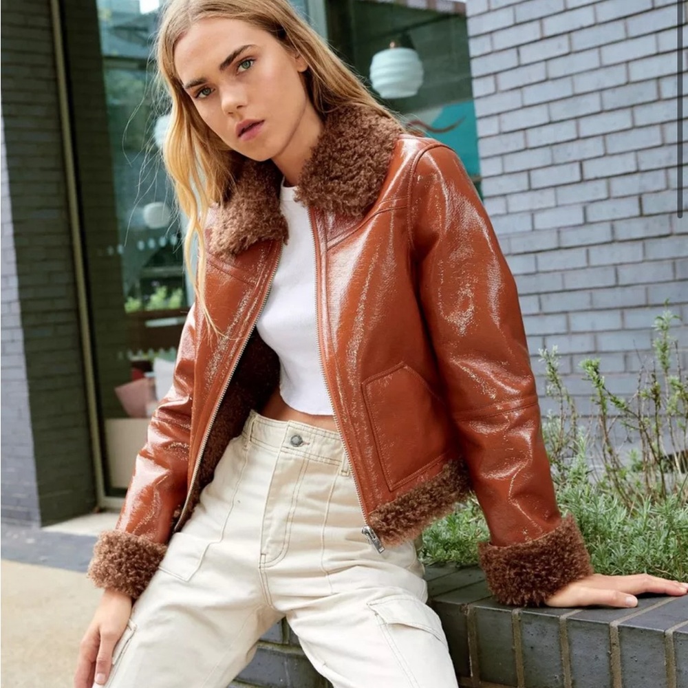 Nasty Gal Vinyl Borg Jacket